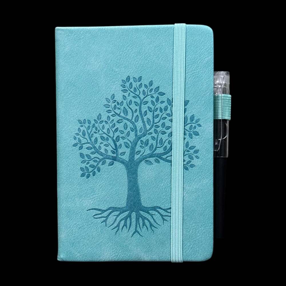 Teal Tree of Life Embossed Small Hardcover Lined Journal with Pen